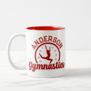 Caneca De Café Em Dois Tons Ginástica ADICIONAR NOME Ginasta Salto Solo Atleta