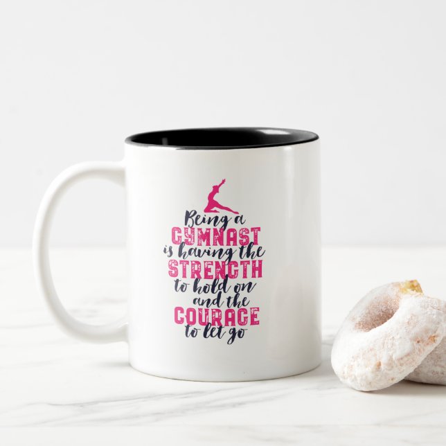 Caneca De Café Em Dois Tons ginástica motivadora cita ginasta Esportiva (Com Donut)