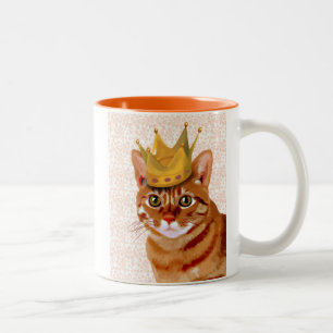 Caneca De Café Em Dois Tons Ginger Cat com Retrato Coroa