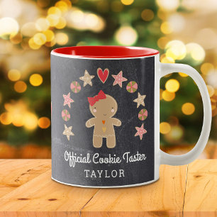 Caneca De Café Em Dois Tons Gingerbird Man Chalkboard Oficial Cookie Taster