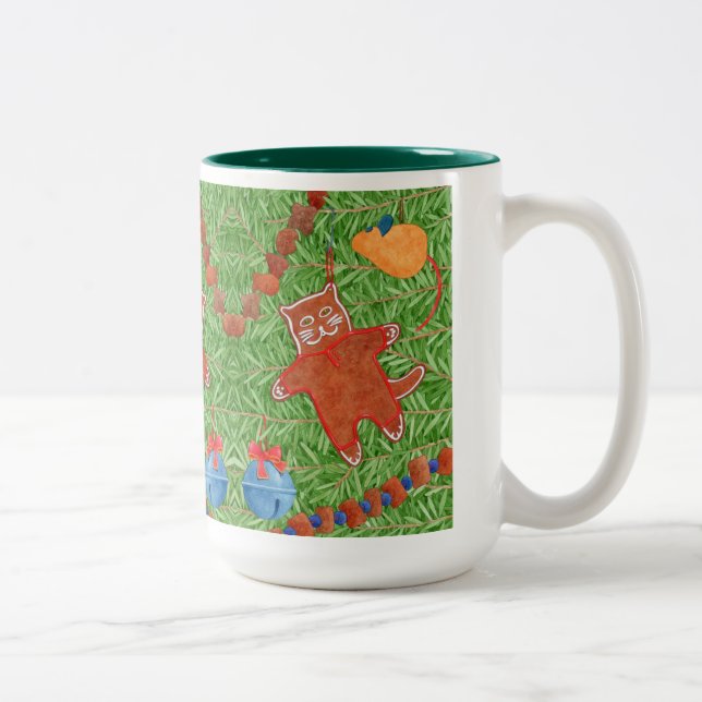 Caneca De Café Em Dois Tons GINGERBREAD GATINHO Tall Hunter Green Mug de dois  (Direita)