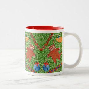 Caneca De Café Em Dois Tons GINGERBREAD GATINHO Vermelho de dois tons