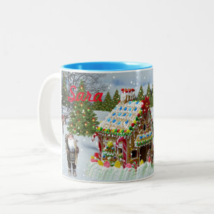 Caneca De Café Em Dois Tons GINGERBREAD HOUSE PERSONALIZADO MÚG DE CAFÉ DE Doi