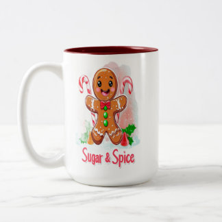 Caneca De Café Em Dois Tons Gingercake Man and Candy Cane