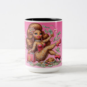 Caneca De Café Em Dois Tons Gingerpão Diva Funny Urban Pink Natal