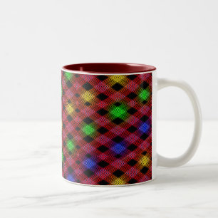 Caneca De Café Em Dois Tons Gingham Check Multicolor Pattern