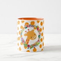 Girafa Bonita com Solha Floral de Watercolor