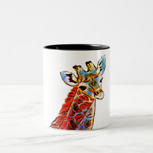 Caneca De Café Em Dois Tons Girafa colorida