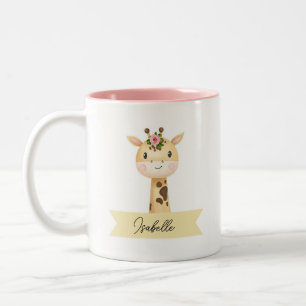 Caneca De Café Em Dois Tons Girafa fofa personalizada