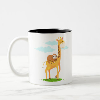 Caneca De Café Em Dois Tons Girafa Sloth Engraçado Presente Para Crianças