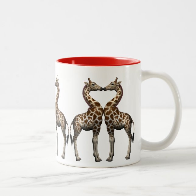 Caneca De Café Em Dois Tons Girafas Apaixonadas (Direita)