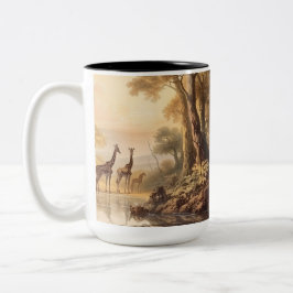Caneca De Café Em Dois Tons Girafas botânicas, personalizáveis