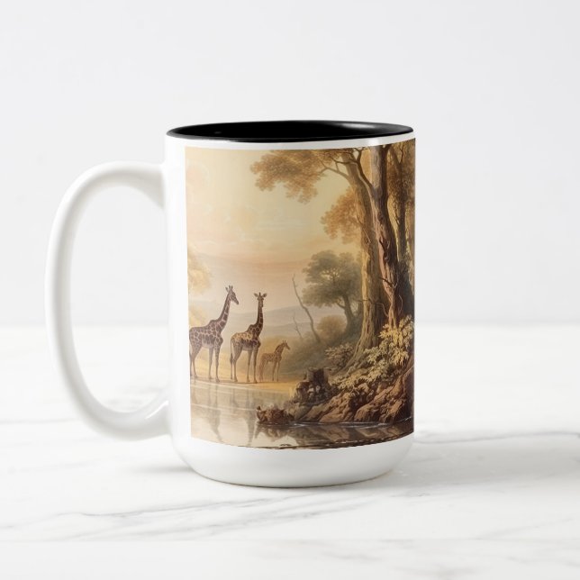 Caneca De Café Em Dois Tons Girafas botânicas, personalizáveis (Esquerda)