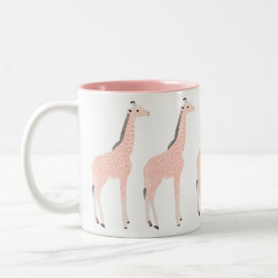 Caneca De Café Em Dois Tons Girafas Rosa