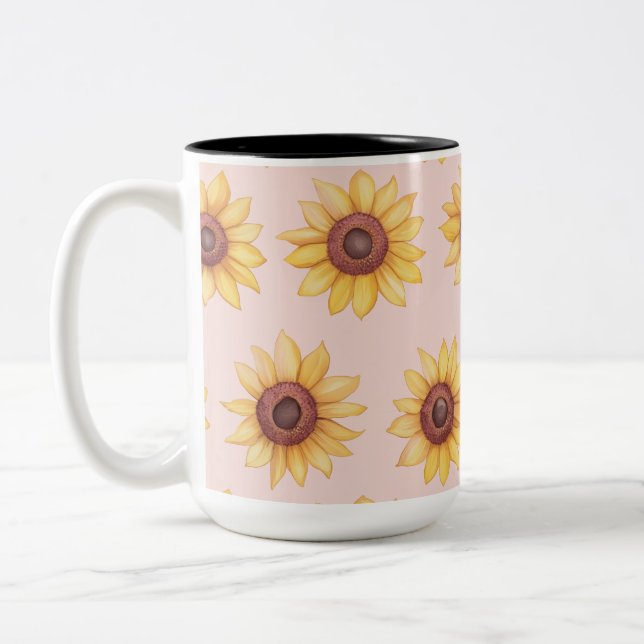 Caneca De Café Em Dois Tons "Girassóis" (Esquerda)