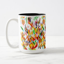 Caneca De Café Em Dois Tons Girassóis e abelhas
