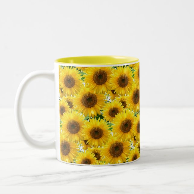 Caneca De Café Em Dois Tons Girassóis em Flor (Esquerda)