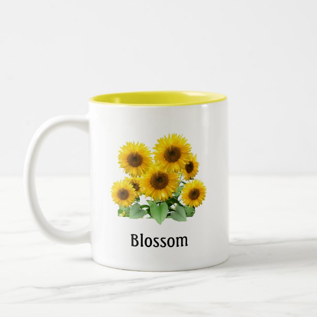 Caneca De Café Em Dois Tons Girassóis em Flor (Esquerda)