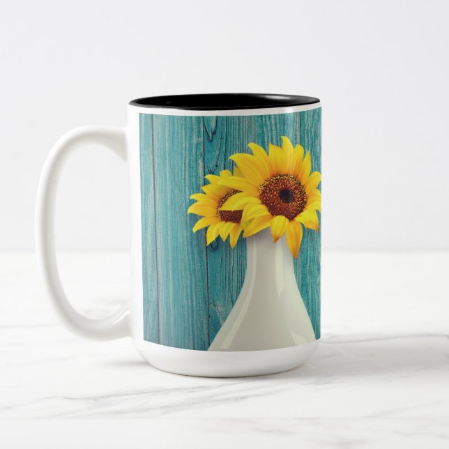Caneca De Café Em Dois Tons Girassóis em um vaso (Esquerda)
