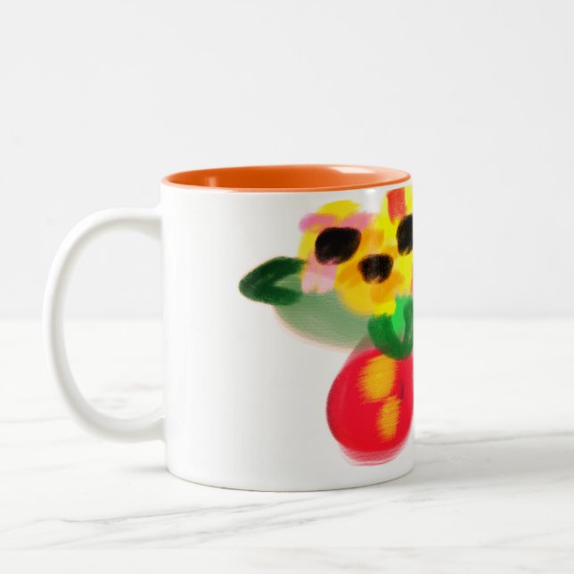 Caneca De Café Em Dois Tons Girassóis gato preto (Esquerda)