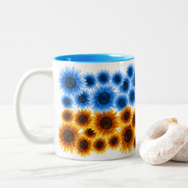 Caneca De Café Em Dois Tons Girassóis para a Ucrânia