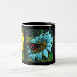 Caneca De Café Em Dois Tons 'Girassóis pintados
