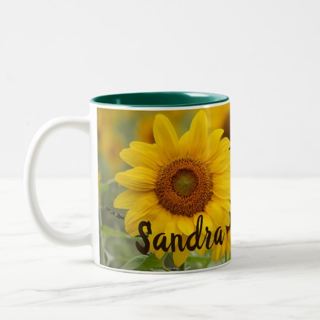 Caneca De Café Em Dois Tons Girassol Botânico (Esquerda)