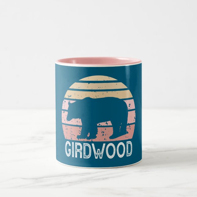 Caneca De Café Em Dois Tons Girdwood Alaska - Urso Retroativo (Centro)