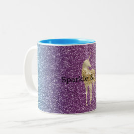 Caneca De Café Em Dois Tons Girly Aqua Purple Mint Pink Glitter ombre Unicorn