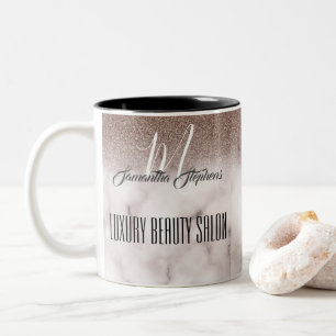 Caneca De Café Em Dois Tons Girly Purple Marbled Glittery Luxury Beauon