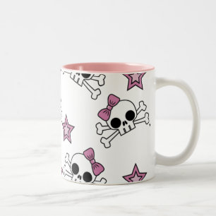 Caneca De Café Em Dois Tons Girly Skulls and Stars