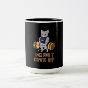 Caneca De Café Em Dois Tons Giro de Rosquinha de Elevação de Cabeça de Gato