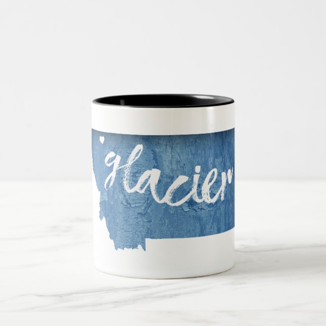 Caneca De Café Em Dois Tons Glaciar National Park Wood Grain (Centro)