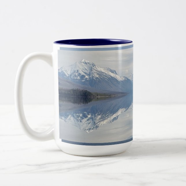 Caneca De Café Em Dois Tons Glacier National Park Lake McDonald Winter (Esquerda)