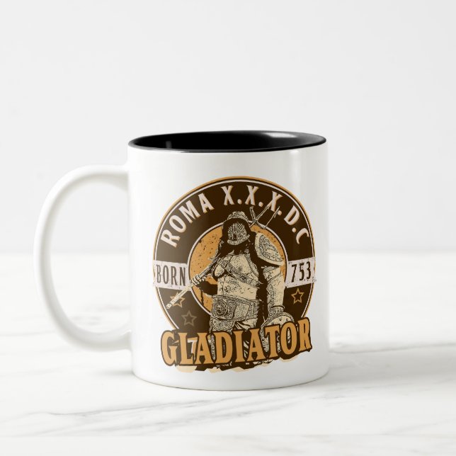 Caneca De Café Em Dois Tons Gladiador Romano (Esquerda)