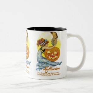 Caneca De Café Em Dois Tons Glâmour de Halloween Antigo