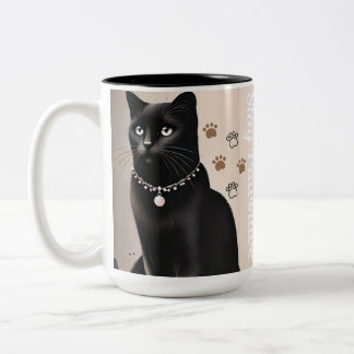 Caneca De Café Em Dois Tons Glamour Paws Design mug Black cat