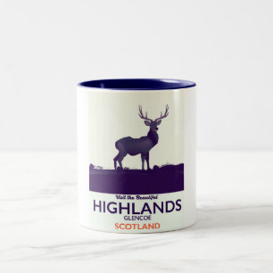 Caneca De Café Em Dois Tons Glencoe, impressão de férias da Scottish Highlan