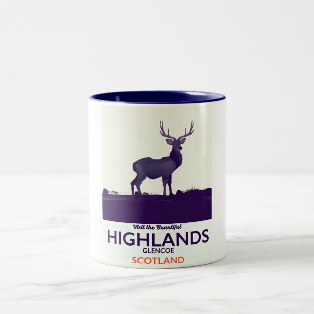 Caneca De Café Em Dois Tons Glencoe, impressão de férias da Scottish Highlands (Centro)