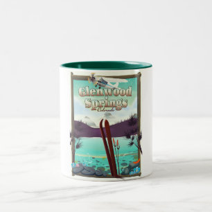 Caneca De Café Em Dois Tons Glenwood Primavera Colorado Ski poster.