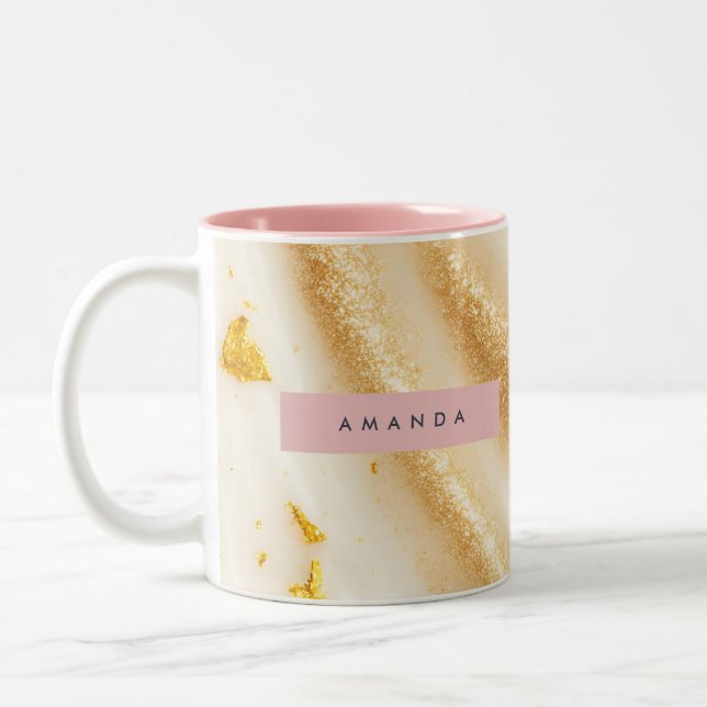 Caneca De Café Em Dois Tons Glitter Dourado Personalizado com Redemoinho em Br (Esquerda)