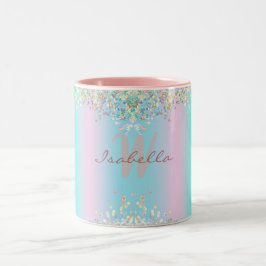 Caneca De Café Em Dois Tons Glitter Holográfico Unicorn