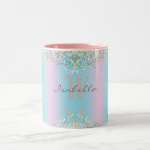 Caneca De Café Em Dois Tons Glitter Holográfico Unicorn