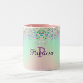 Caneca De Café Em Dois Tons Glitter Holográfico Unicorn
