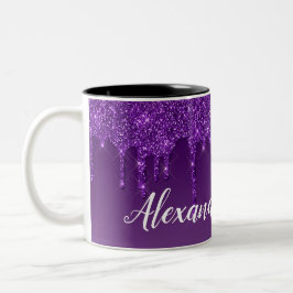 Caneca De Café Em Dois Tons Glitter Púrpura Personalizado