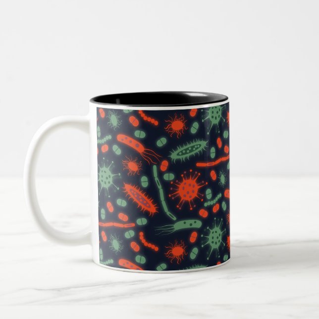 Caneca De Café Em Dois Tons Glowing Bacteria Microorganism green red (Esquerda)
