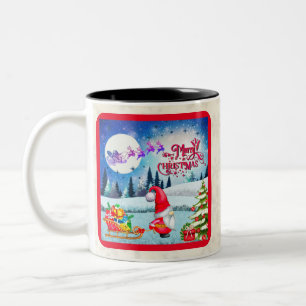 Caneca De Café Em Dois Tons Gnome Natalino com Presentes do Trenó do Papai Noe