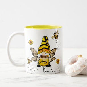 Caneca De Café Em Dois Tons Gnomo Bee Kind Sunflower Mug