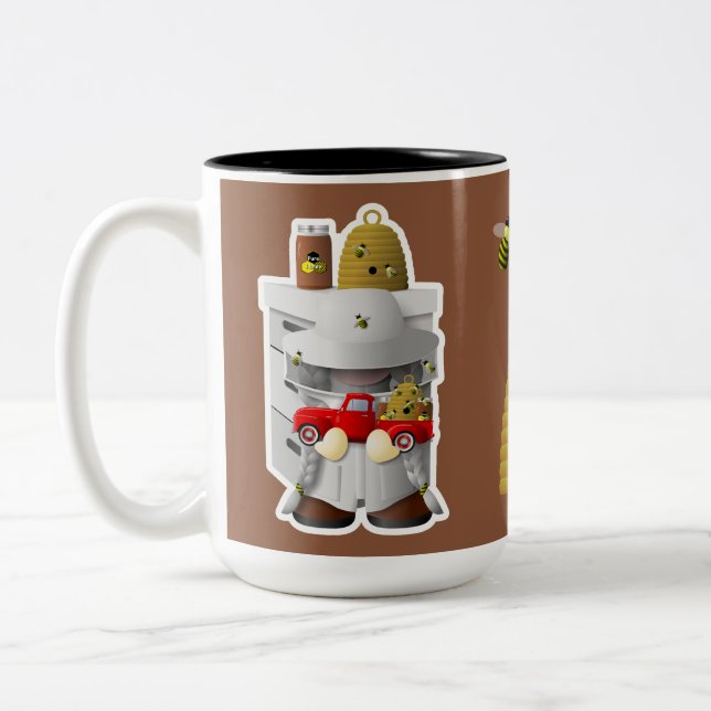 Caneca De Café Em Dois Tons Gnomo de Bekeeper com Caminhão Vermelho Pequeno (Esquerda)