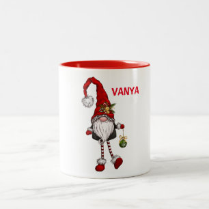 Caneca De Café Em Dois Tons Gnomo de Natal Bastante Personalizado